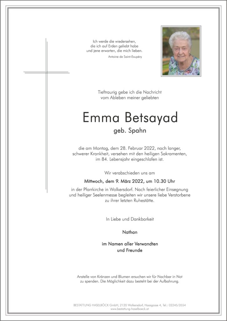 Betsayad_Emma_Wolkersdorf_Parte_Bestattung_Haselböck