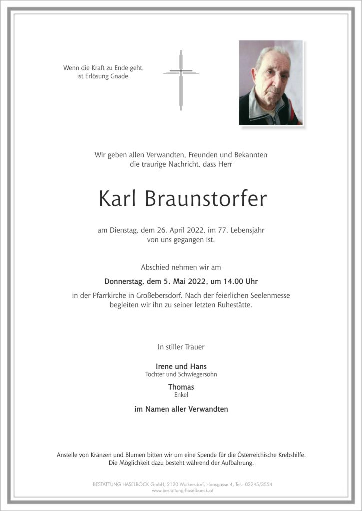 Braunstorfer_Karl_Großebersdorf_Parte_Bestattung_Haselböck