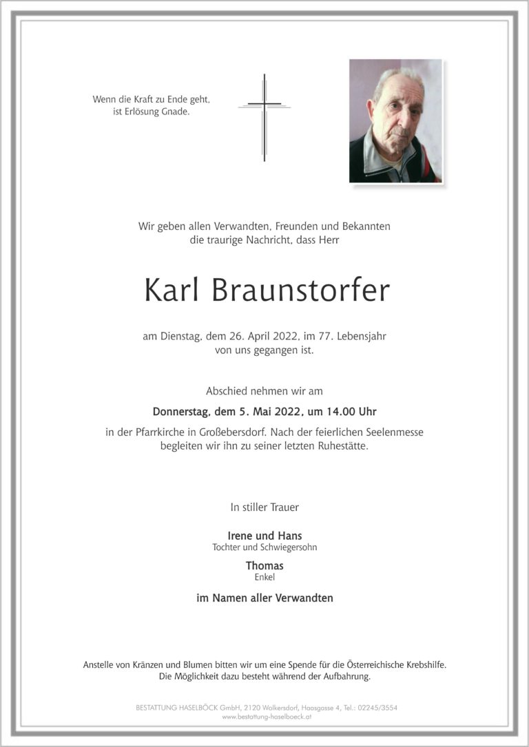 Braunstorfer_Karl_Großebersdorf_Parte_Bestattung_Haselböck
