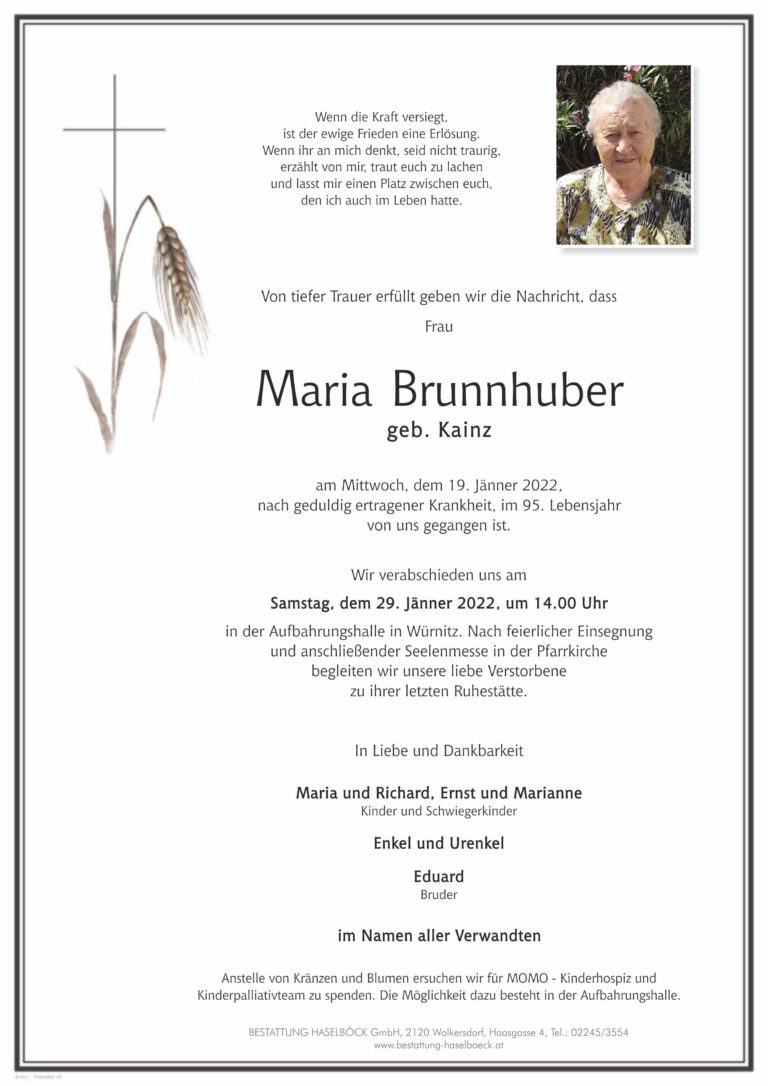 Brunnhuber_Maria_Hetzmannsdorf_Parte_Bestattung_Haselböck