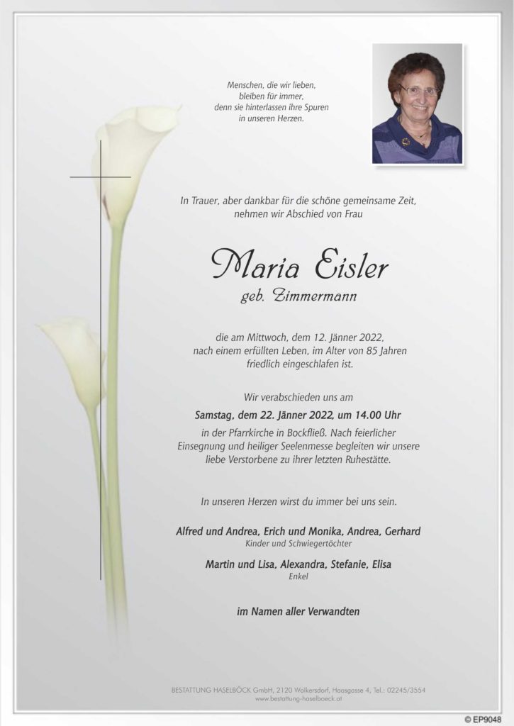 Eisler_Maria_Bockfließ_Parte_Bestattung_Haselböck