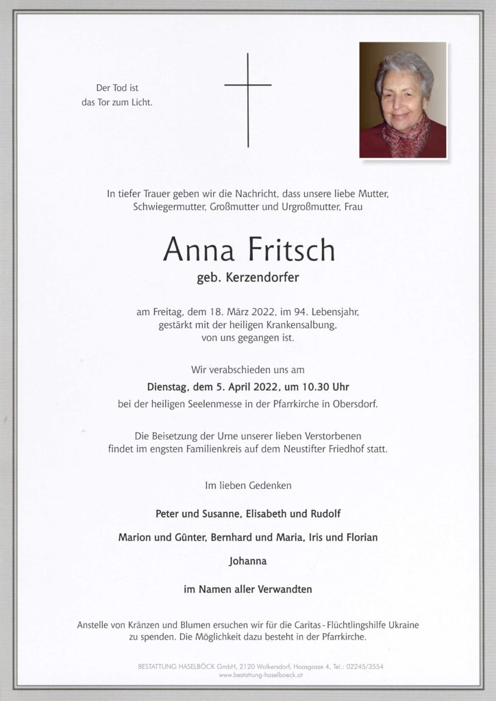 Fritsch_Anna_Obersdorf_Parte_Bestattung_Haselböck