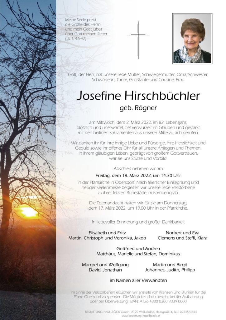 Hirschbüchler_Josefine_Obersdorf_Parte_Bestattung_Haselböck