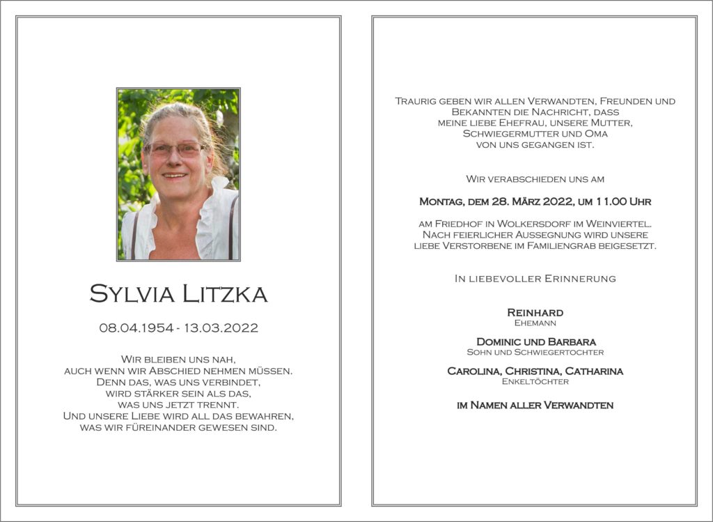 Litzka_Sylvia_Parte_Bestattung_Haselböck_Wolkersdorf
