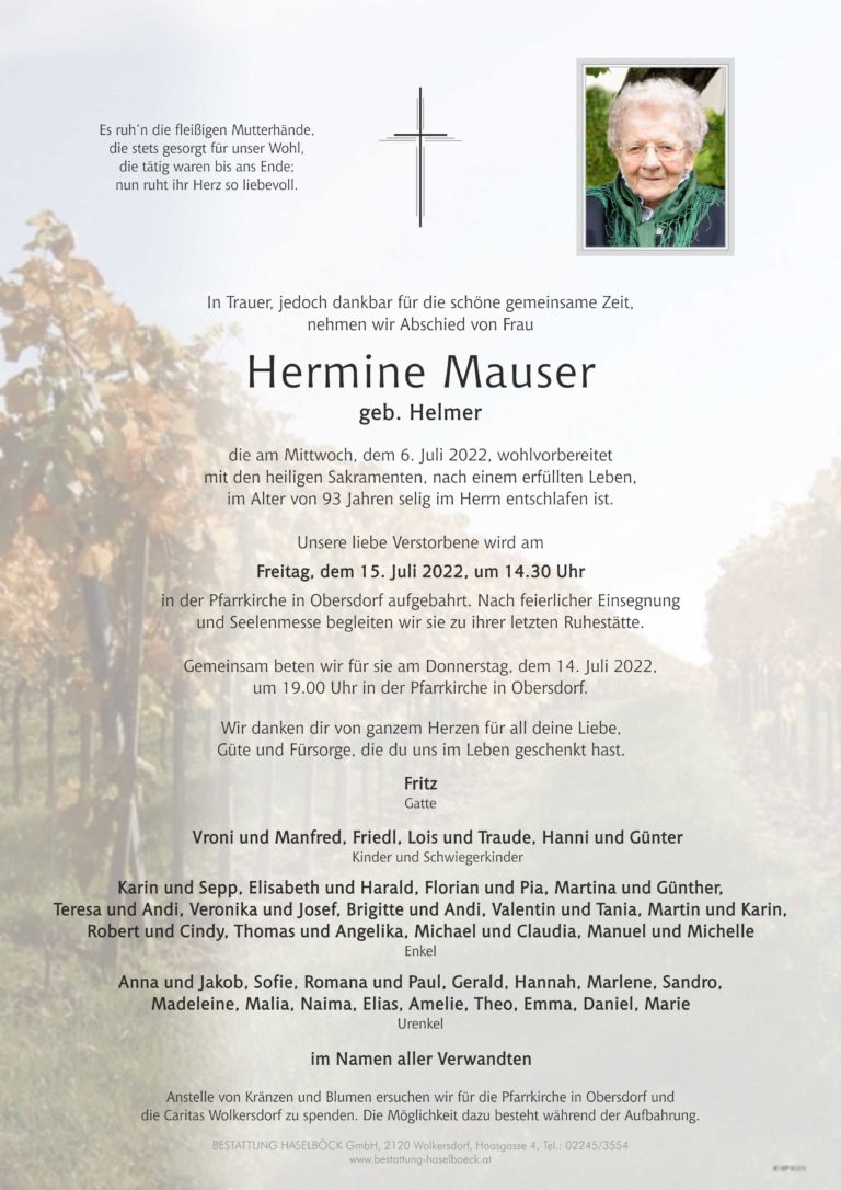 Mauser_Hermine_Obersdorf_Parte_Bestattung_Haselböck