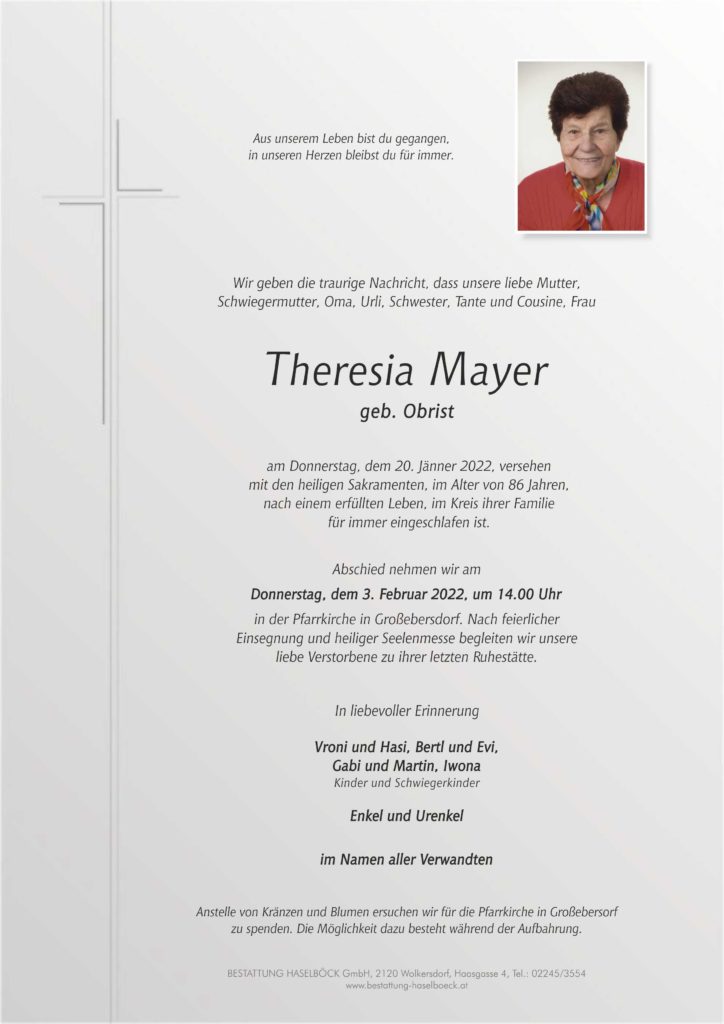 Mayer_Theresia_Großebersdorf_Parte_Bestattung_Haselböck