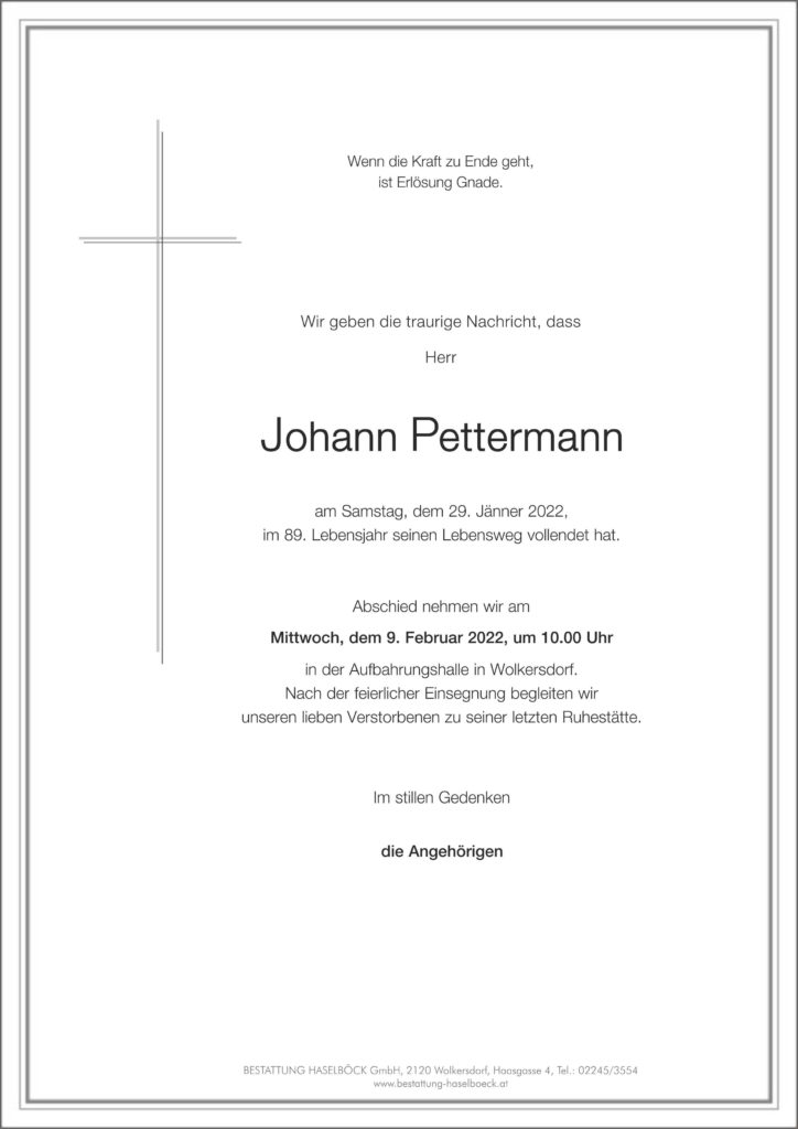 Pettermann_Johann_Wolkersdorf_Parte_Bestattung_Haselböck
