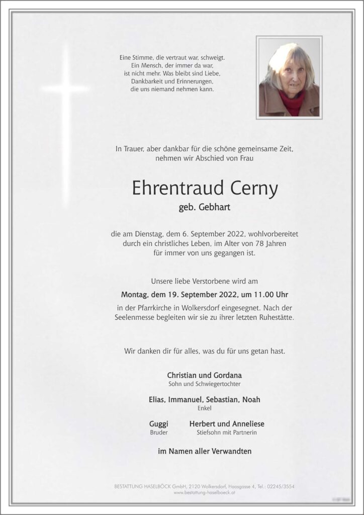 Cerny_Ehrentraud_Wolkersdorf_Parte_Bestattung_Haselböck