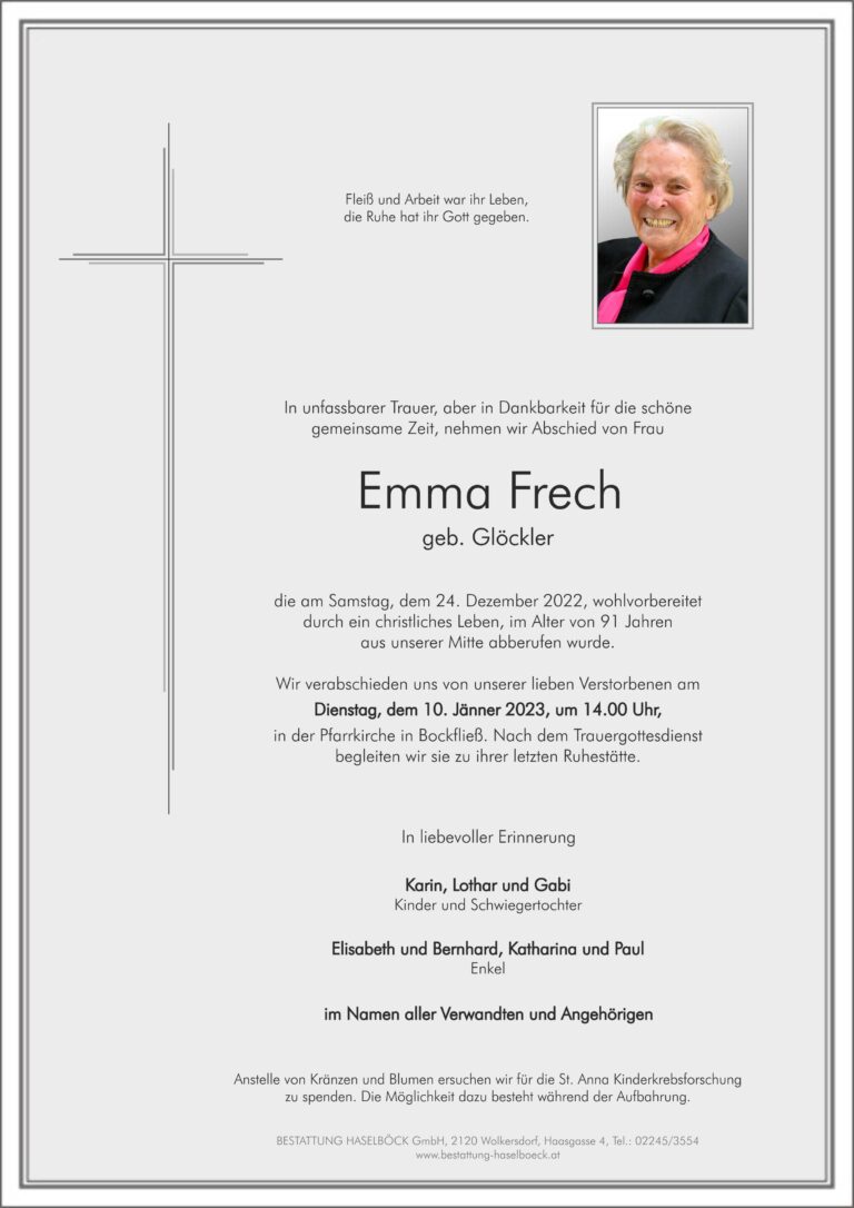 Frech_Emma_Bockfließ_Parte_Bestattung_Haselböck