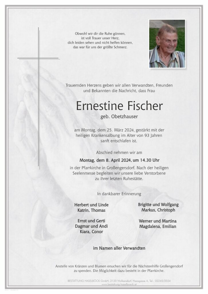 Fischer_Ernestine_Parte_Bestattung_Haselböck_Großengersdorf
