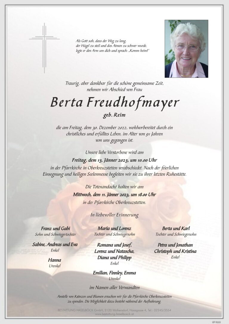 Freudhofmayer_Bertha_Bestattung_Haselböck_Oberkreuzstetten