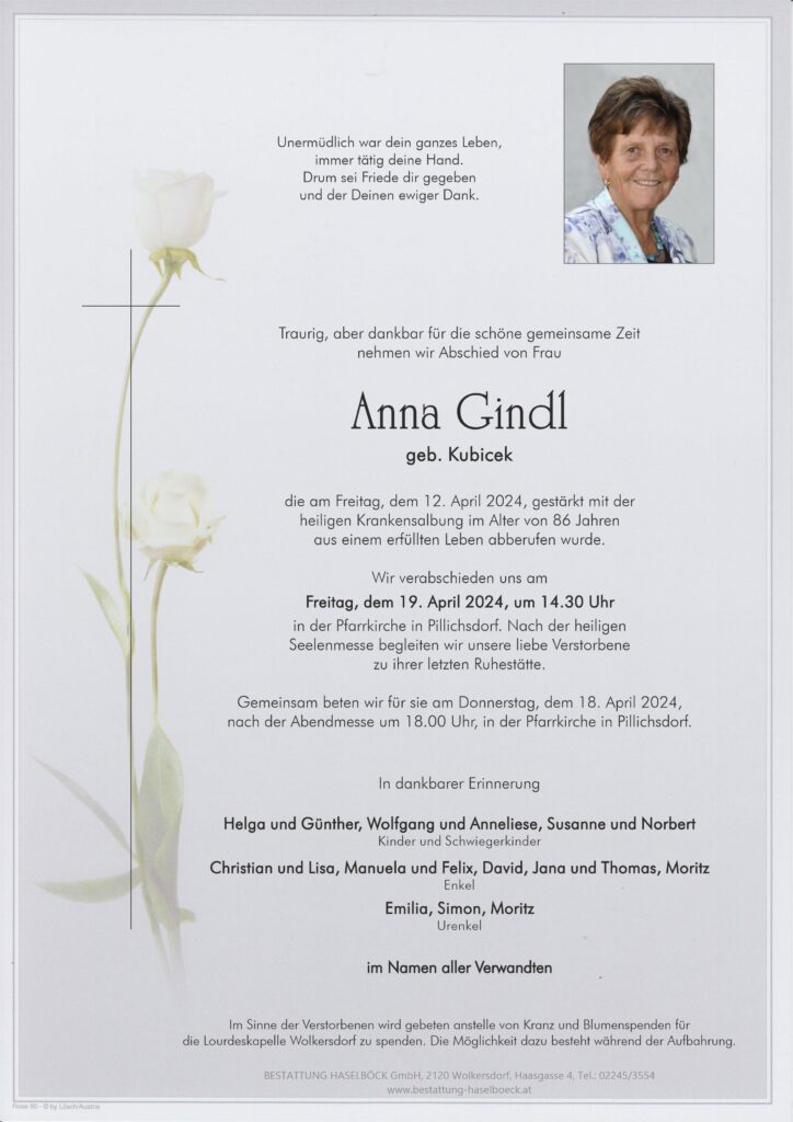 Gindl_Anna_Pillichsdorf_Parte_Bestattung_Haselböck