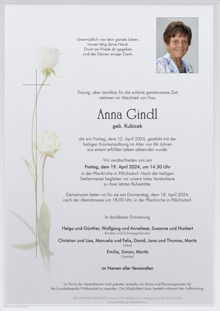 Gindl_Anna_Pillichsdorf_Parte_Bestattung_Haselböck