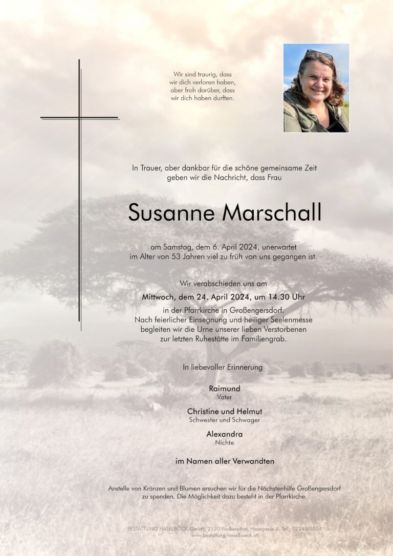 Marschall_Susanne_Großengersdorf_Parte_Bestattung_Haselböck