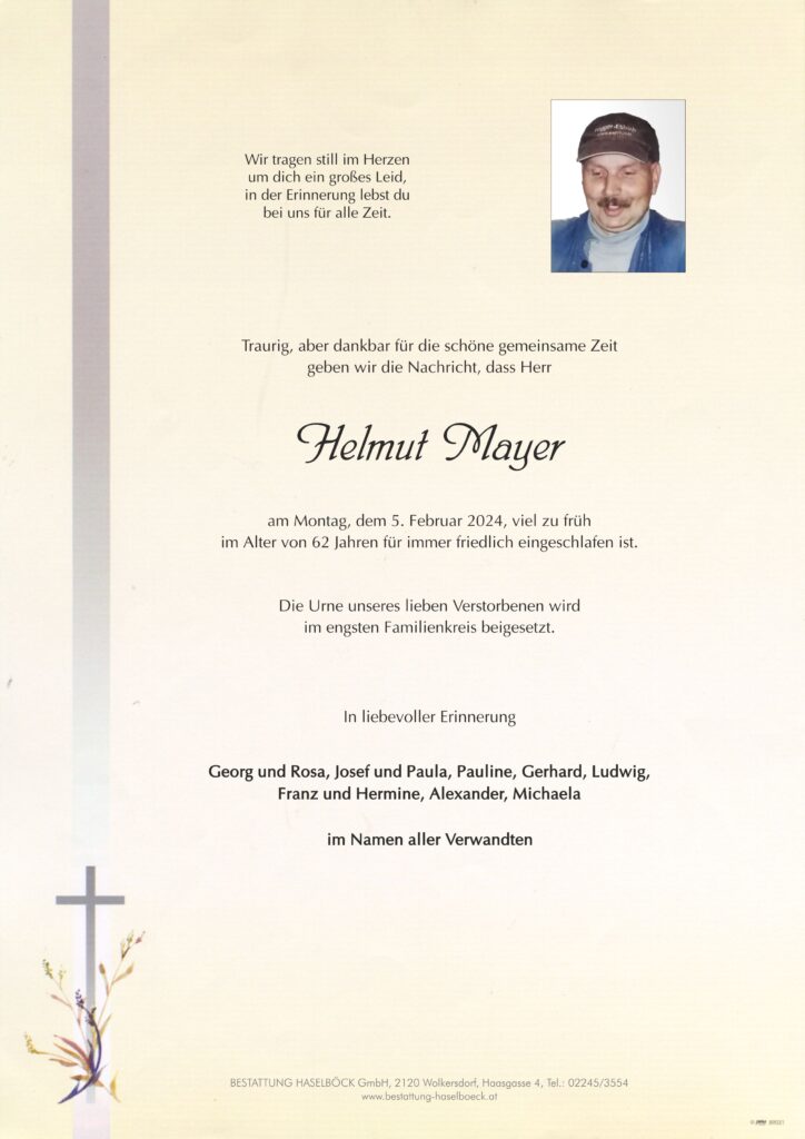 Mayer_Helmut_Großengersdorf_Parte_Bestattung_Haselböck