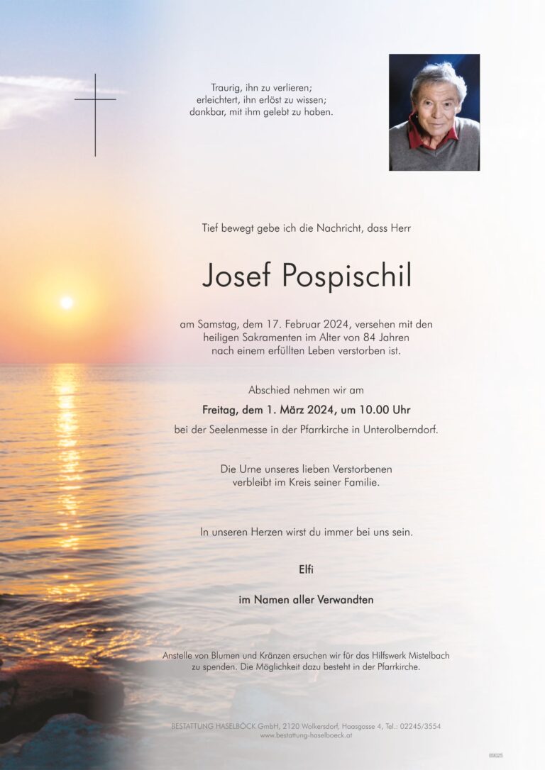 Pospischil_Josef_Unterolberndorf_Parte_Bestattung_Haselböck