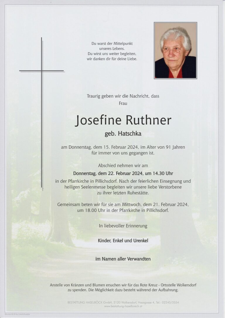 Ruthner_Josefine_Parte_Pillichsdorf_Bestattung_Haselböck