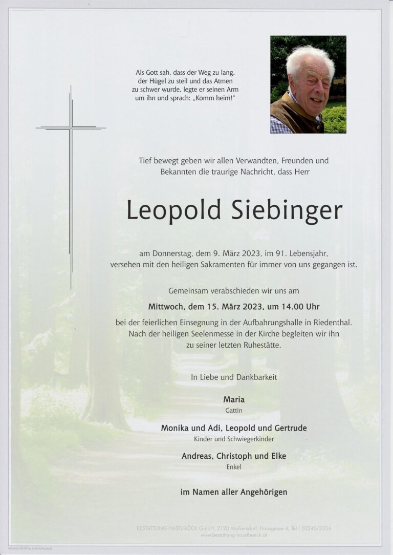 Siebinger_Leopold_Parte_Riedenthal_Bestattung_Haselböck