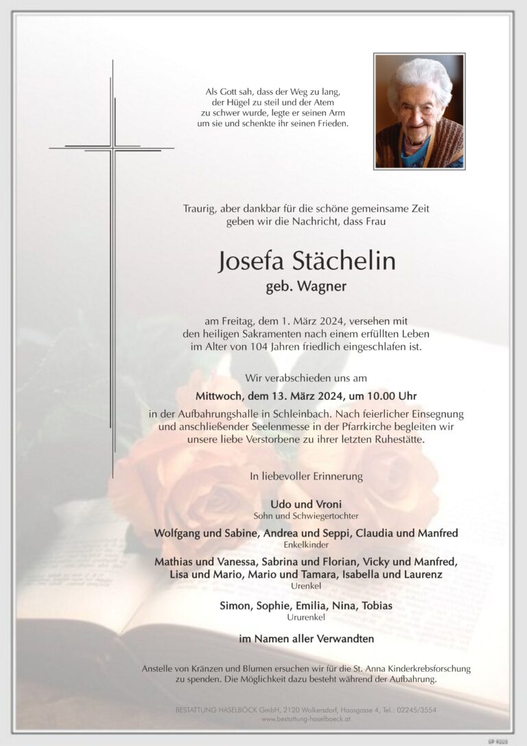 Stächelin_Josefa_Schleinbach_Parte_Bestattung_Haselböck
