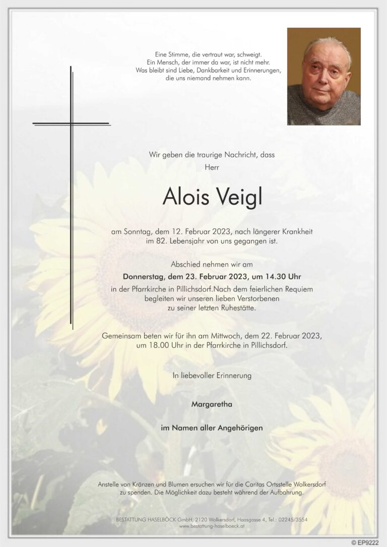 Veigl_Alois_Parte_Pillichsdorf_Bestattung_Haselböck