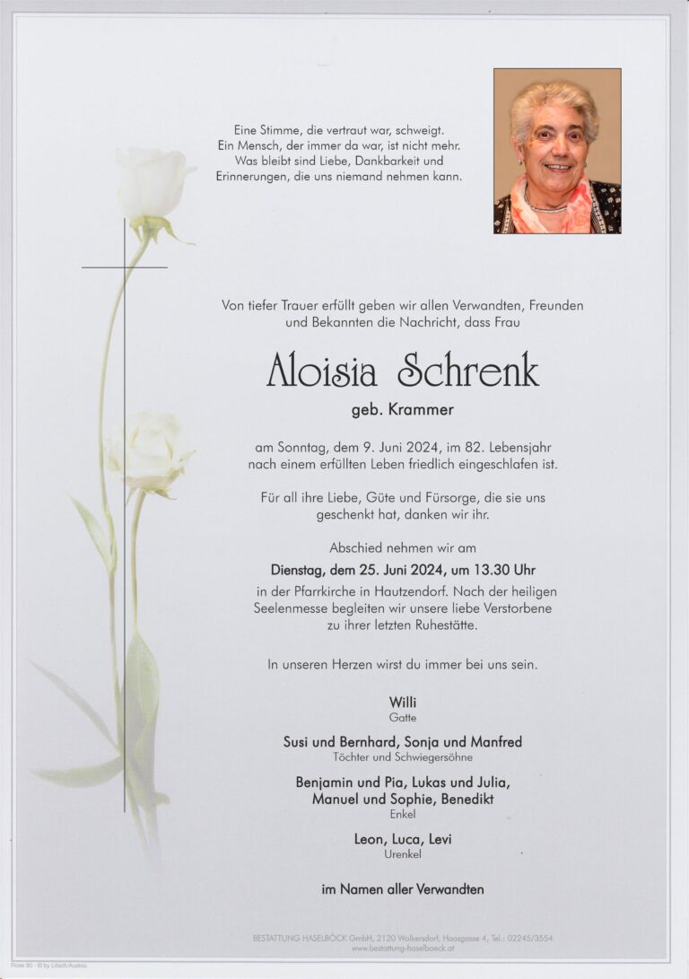 Schrenk_Aloisia_Parte_Hautzendorf_Bestattung_Haselböck