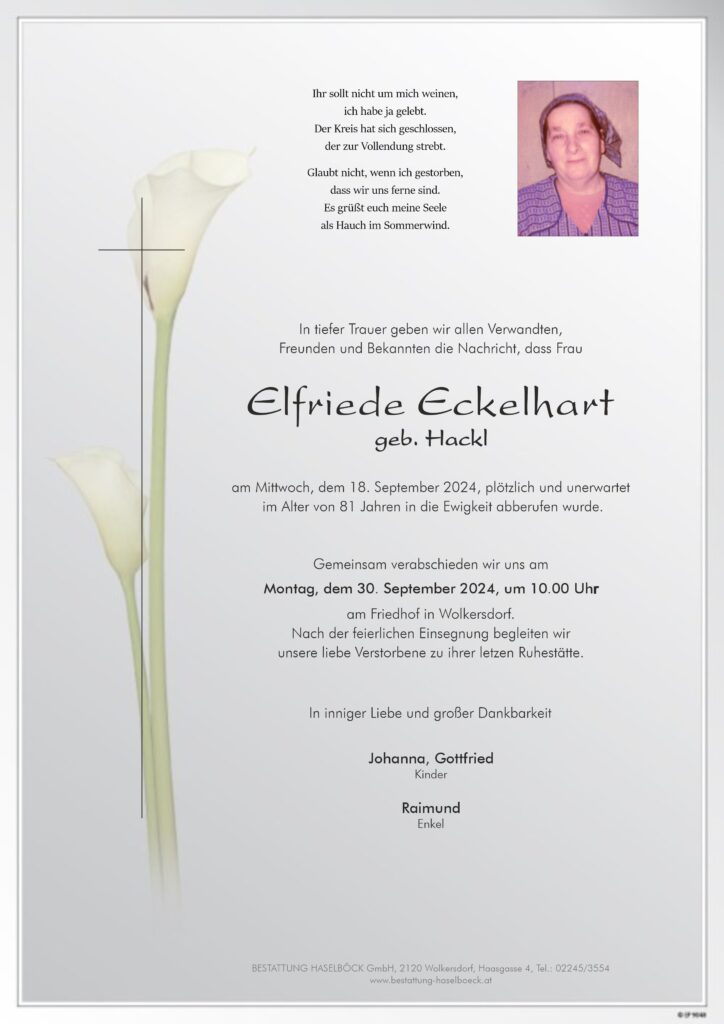 Eckelhart_Elfriede_Wolkersdorf_Parte_Bestattung_Haselböck