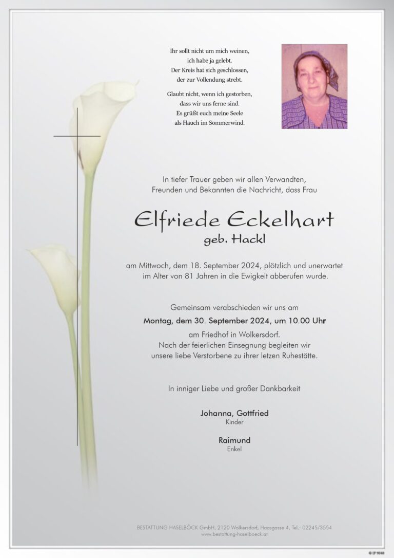 Eckelhart_Elfriede_Wolkersdorf_Parte_Bestattung_Haselböck