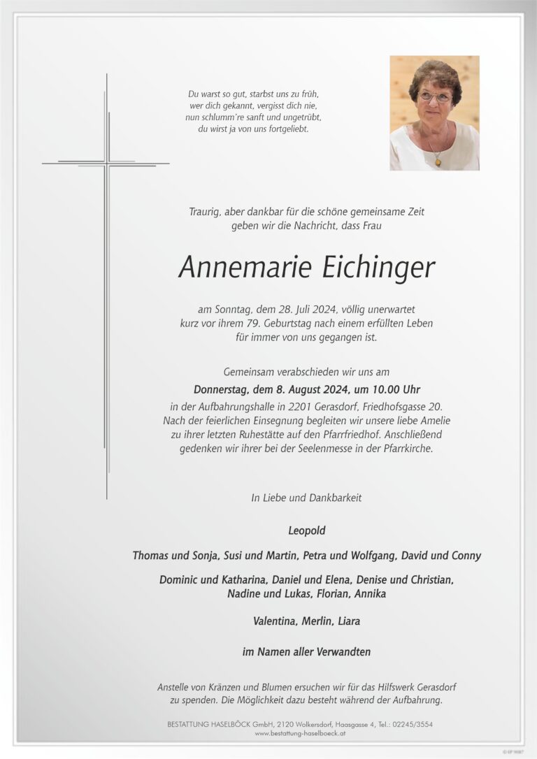 Eichinger_Annemarie_Gerasdorf_Parte_Bestattung_Haselböck