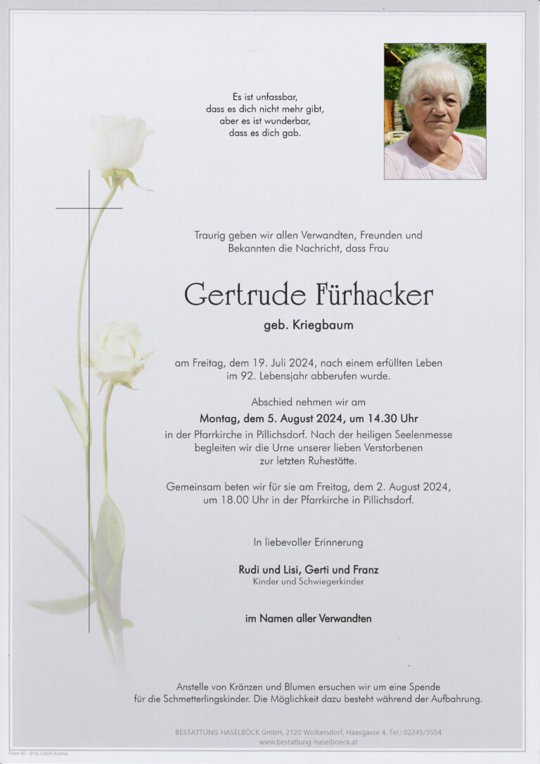 Fürhacker_Gertrude_Parte_Bestattung_Haselböck_Pillichsdorf