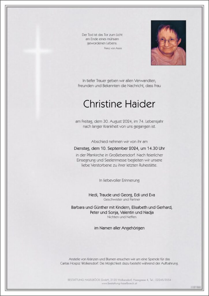 Haider_Christine_Großebersdorf_Parte_Bestattung_Haselböck