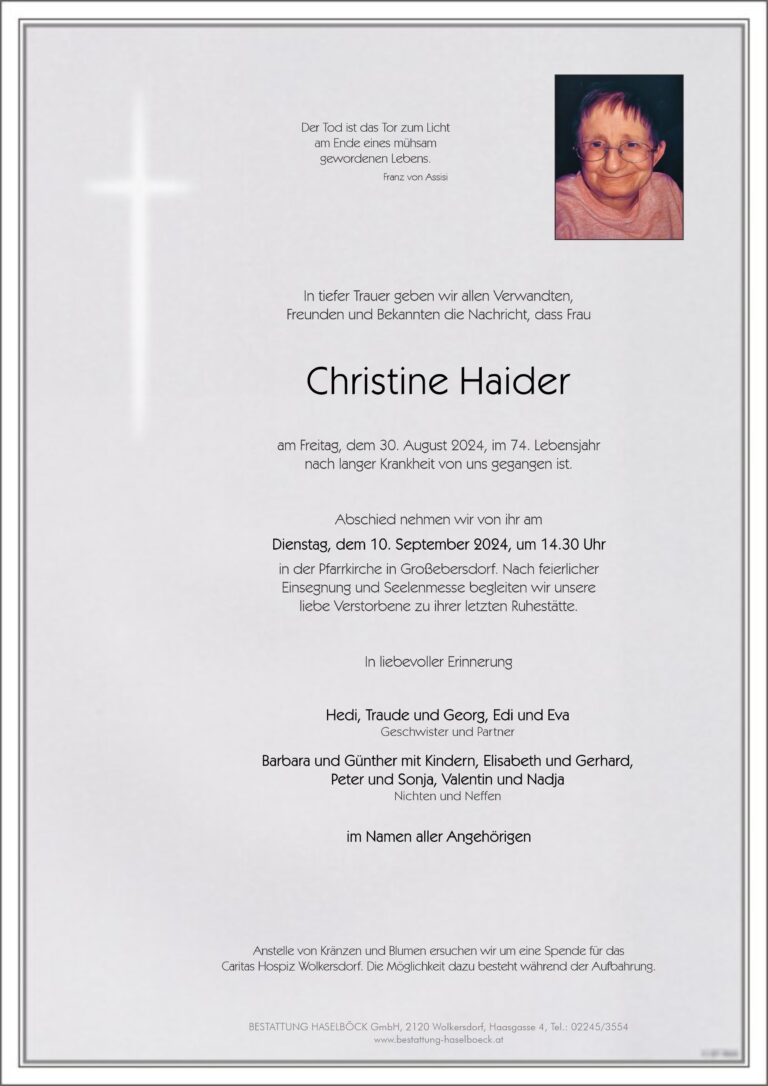 Haider_Christine_Großebersdorf_Parte_Bestattung_Haselböck