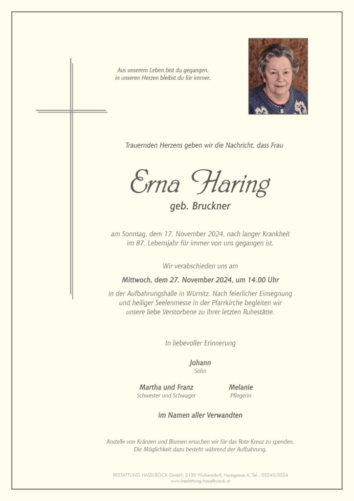 Haring_Erna_Würnitz_Parte_Bestattung_Haselböck