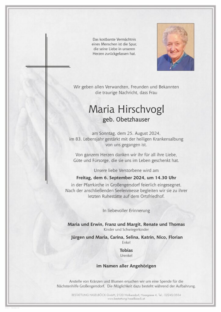 Hirschvogl_Maria_Großengersdorf_Parte_Bestattung_Haselböck