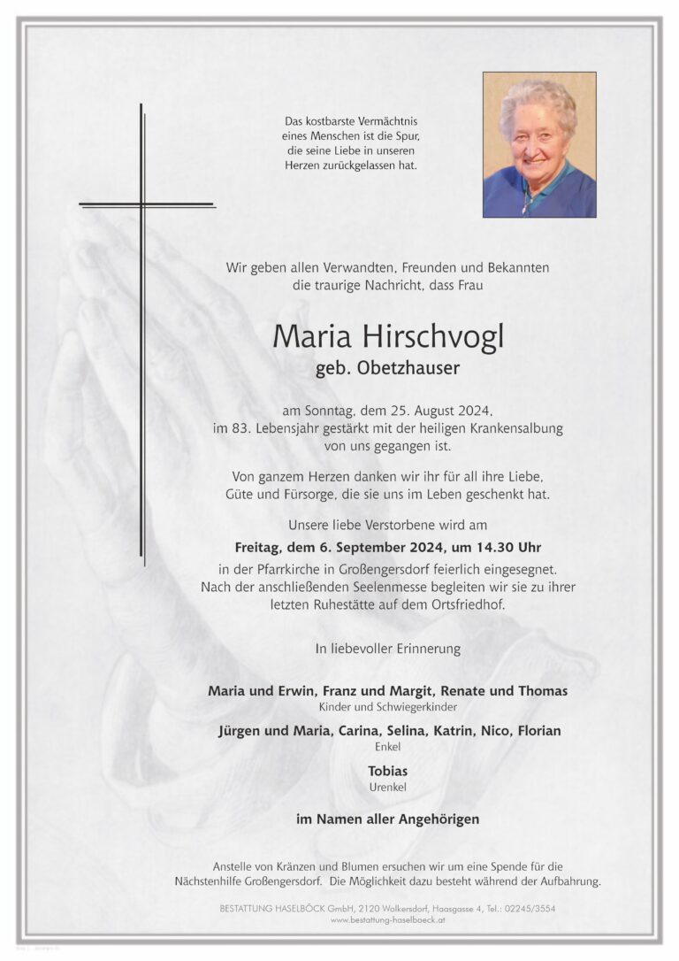 Hirschvogl_Maria_Großengersdorf_Parte_Bestattung_Haselböck