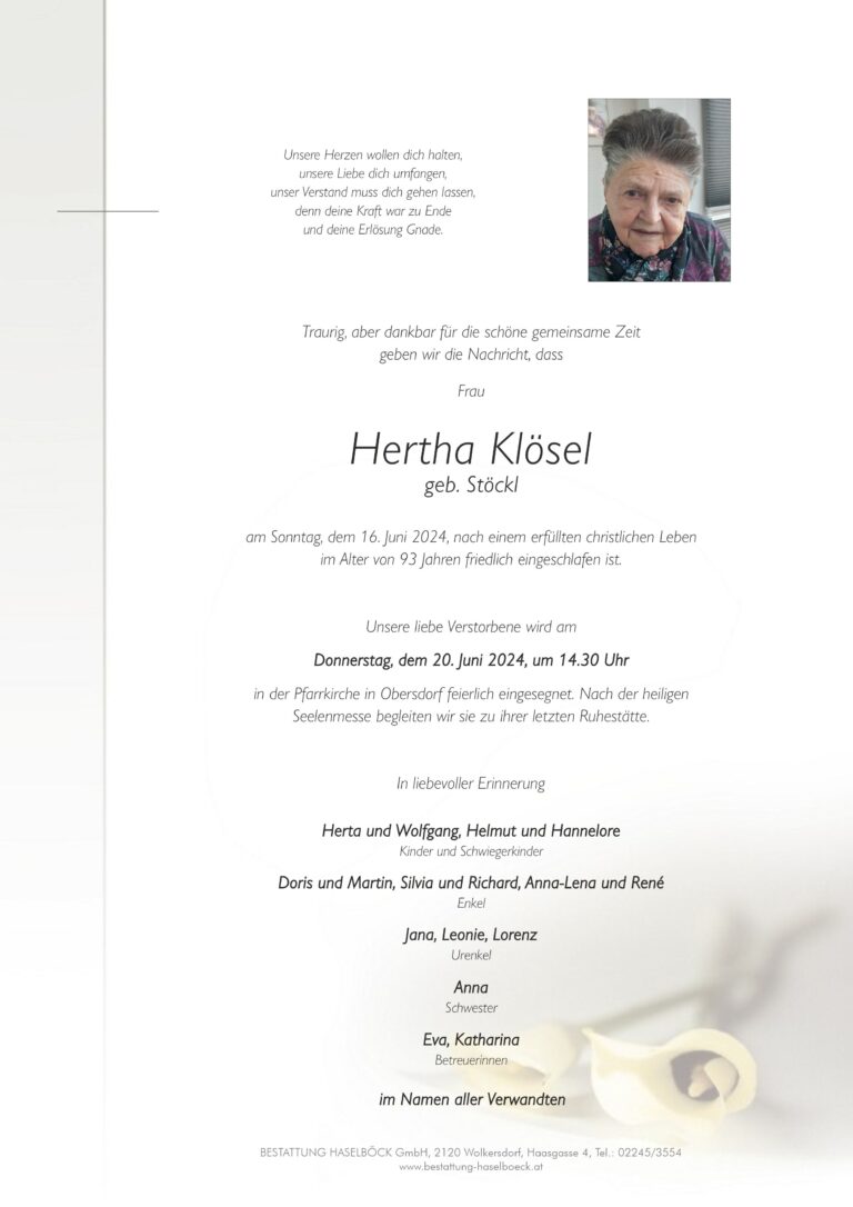 Klösel_Hertha_Obersdorf_Parte_Bestattung_Haselböck