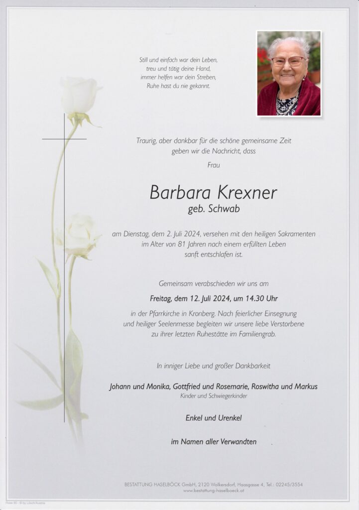 Krexner_Barbara_Kronberg_Parte_Bestattung_Haselböck