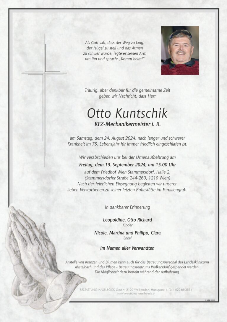 Kuntschik_Otto_Großebersdorf_Wien_Parte_Bestattung_Haselböck