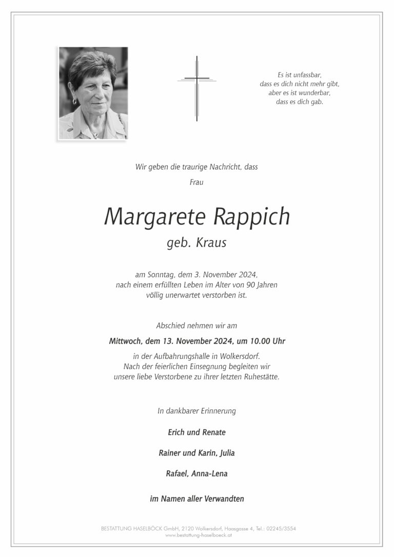 Rappich_Margarete_Wolkersdorf_Parte_Bestattung_Haselböck