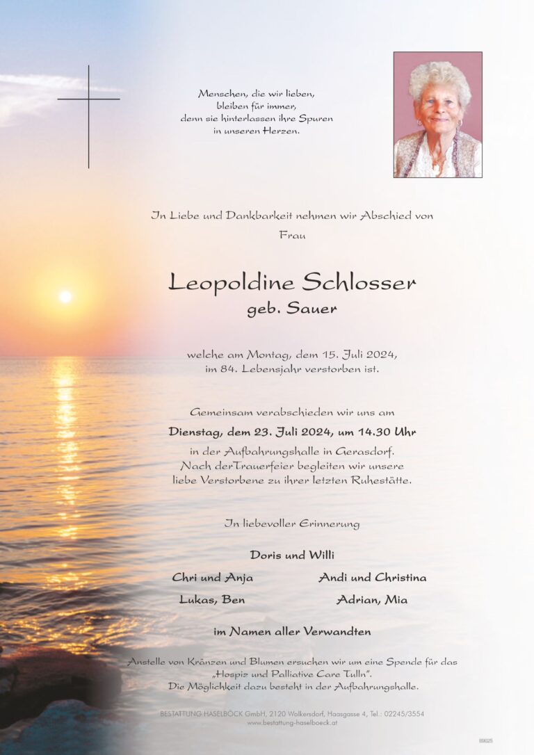 Schlosser_Leopoldine_Parte_Bestattung_Haselböck
