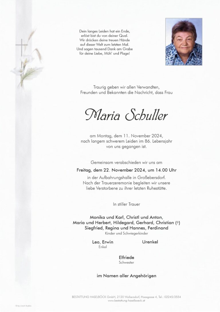Schuller_Maria_Großebersdorf_Parte_Bestattung_Haselböck