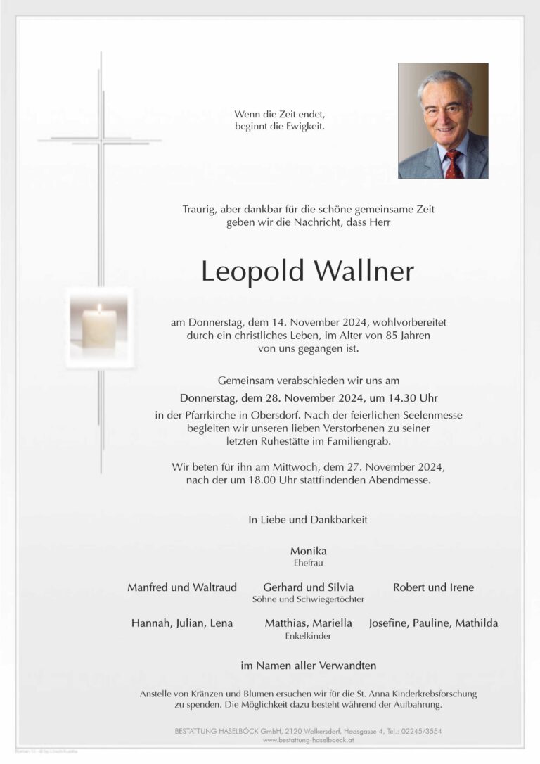 Wallner_Leopold_Pillichsdorf_Parte_Bestattung_Haselböck