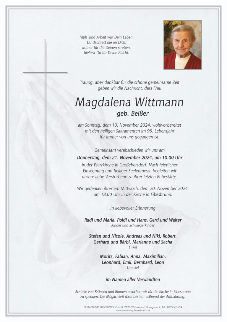 Wittmann_Magdalena_Eibesbrunn_Parte_Bestattung_Haselböck