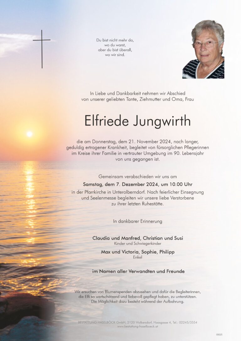 Jungwirth_Elfriede_Unterolberndorf_Parte_Bestattung_Haselböck