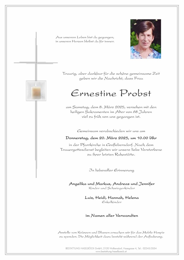 Probst_Ernestine_Großebersdorf_Parte_Bestattung_Haselböck