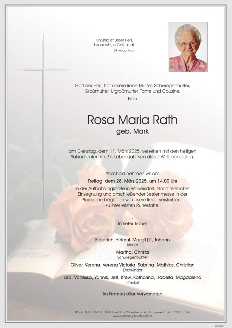 Rath_Rosa_Wolkersdorf_Bestattung_Haselböck
