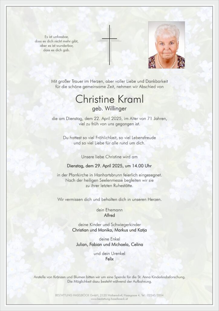 Kraml_Christine_Manhartsbrunn_Parte_Bestattung_Haselböck