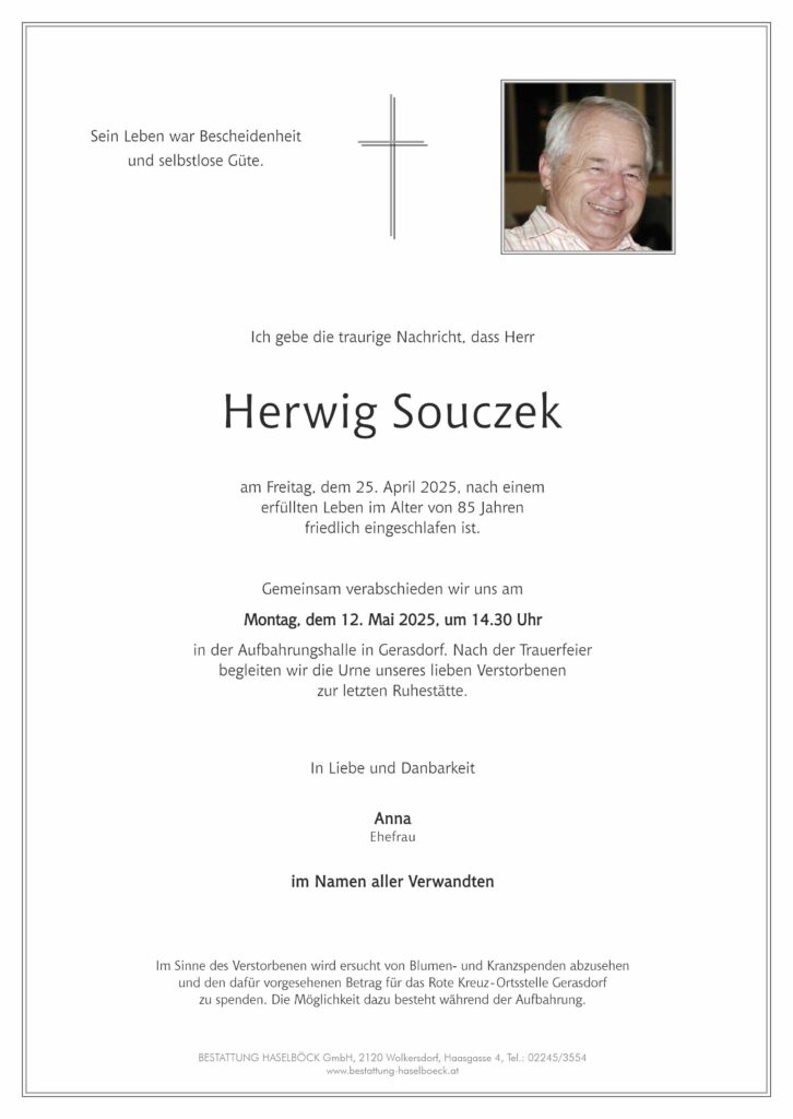 Souczek_Herwig_Kapellerfeld_Parte_Bestattung_Haselböck