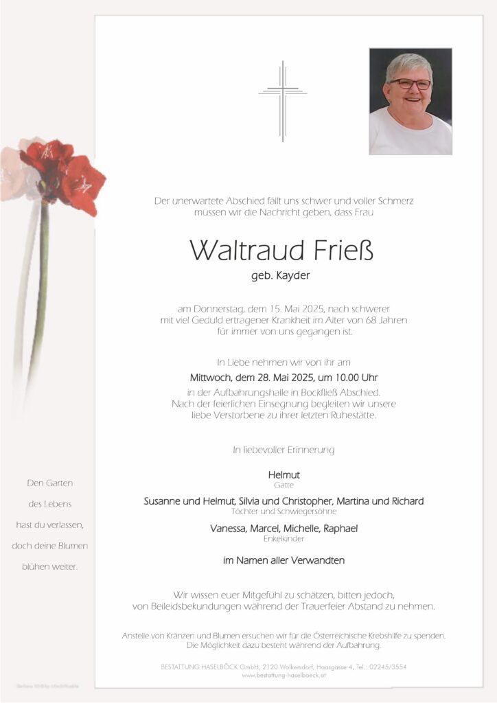 Frieß_Waltraud_Parte_Bockfließ_Bestattung_Haselböck