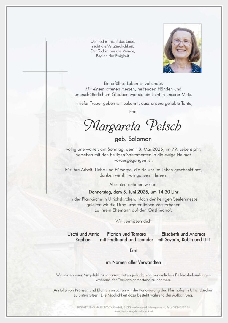 Petsch_Margareta_Parte_Ulrichskirchen_Bestattung_Haselböck