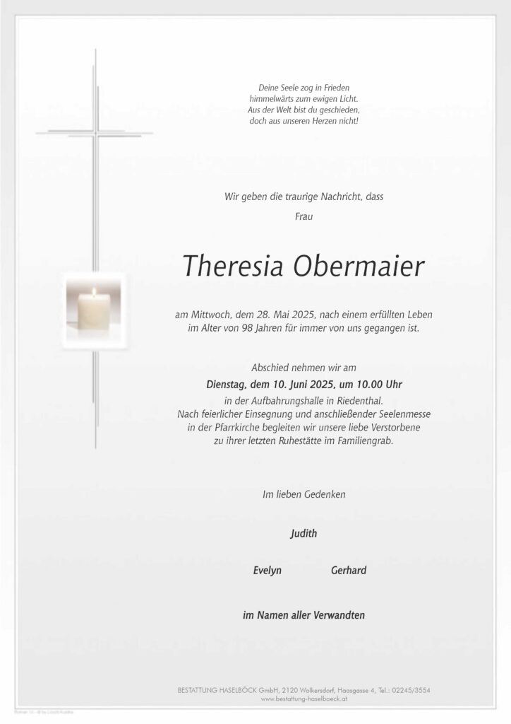 Obermaier_Theresia_Riedenthal_Parte_Bestattung_Haselböck